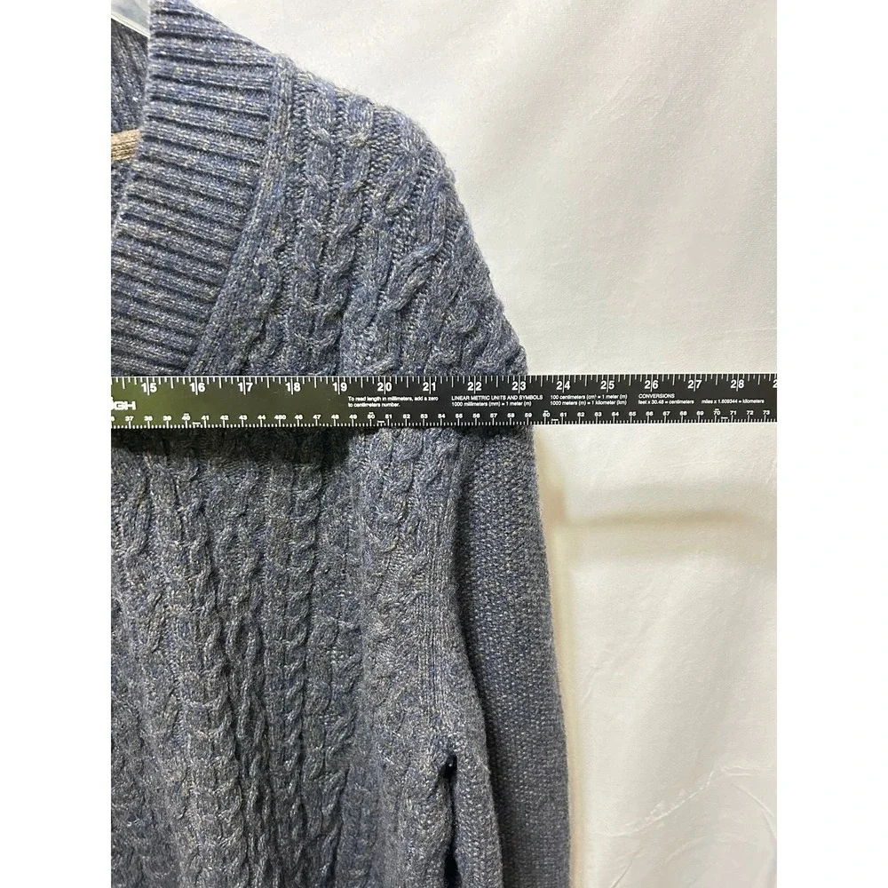 Joseph Abboud Mens 2X‎ Shawl Collar Cable Knit Wool Blend Sweater Blue